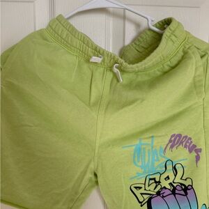 Kids Lime Green Graphic Shorts